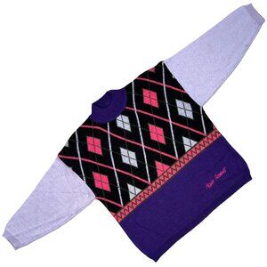 Pepper Garments 'Hard Wear' (Italy) Argyle Worsted Wool Interlock Knit Mock Neck